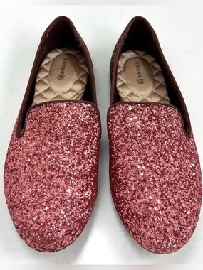 Birdies Rose Pink Glitter Starling Limited Edition Slip On Loafer Size 7.5 NWOB